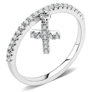 3W1578 - Rhodium Brass Ring with AAA Grade CZ  in Clear-0