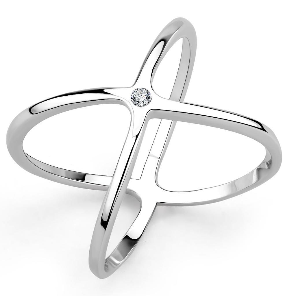 3W1584 - Rhodium Brass Ring with AAA Grade CZ  in Clear-0