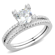 3W1589 - Rhodium Brass Ring with AAA Grade CZ  in Clear-0
