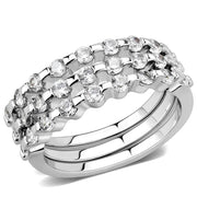 3W1595 - Rhodium Brass Ring with AAA Grade CZ  in Clear-0
