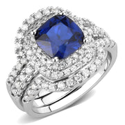 3W1599 - Rhodium Brass Ring with Synthetic Spinel in London Blue-0