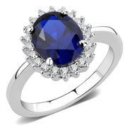 3W1602 - Rhodium Brass Ring with AAA Grade CZ  in London Blue-0