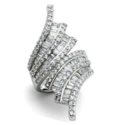 3W161 - Rhodium Brass Ring with AAA Grade CZ  in Clear-0