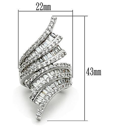 3W161 - Rhodium Brass Ring with AAA Grade CZ  in Clear-1