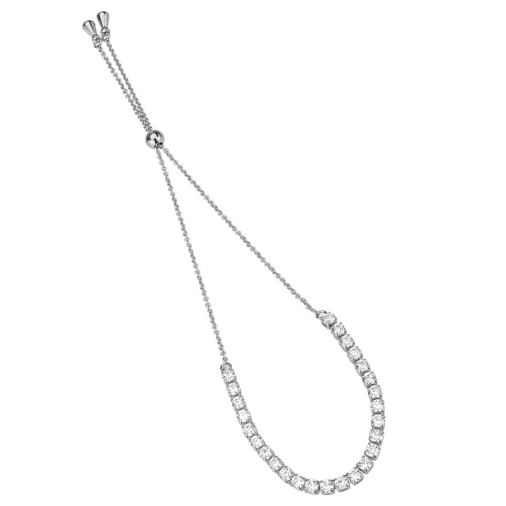 3W1646 - Rhodium Brass Bracelet with AAA Grade CZ in Clear-0