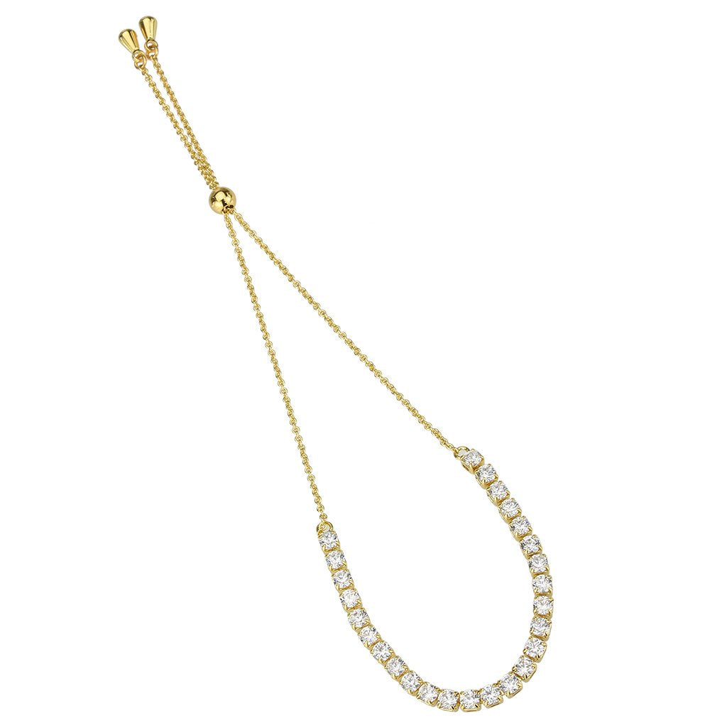 3W1647 - Gold Brass Bracelet with AAA Grade CZ in Clear-0