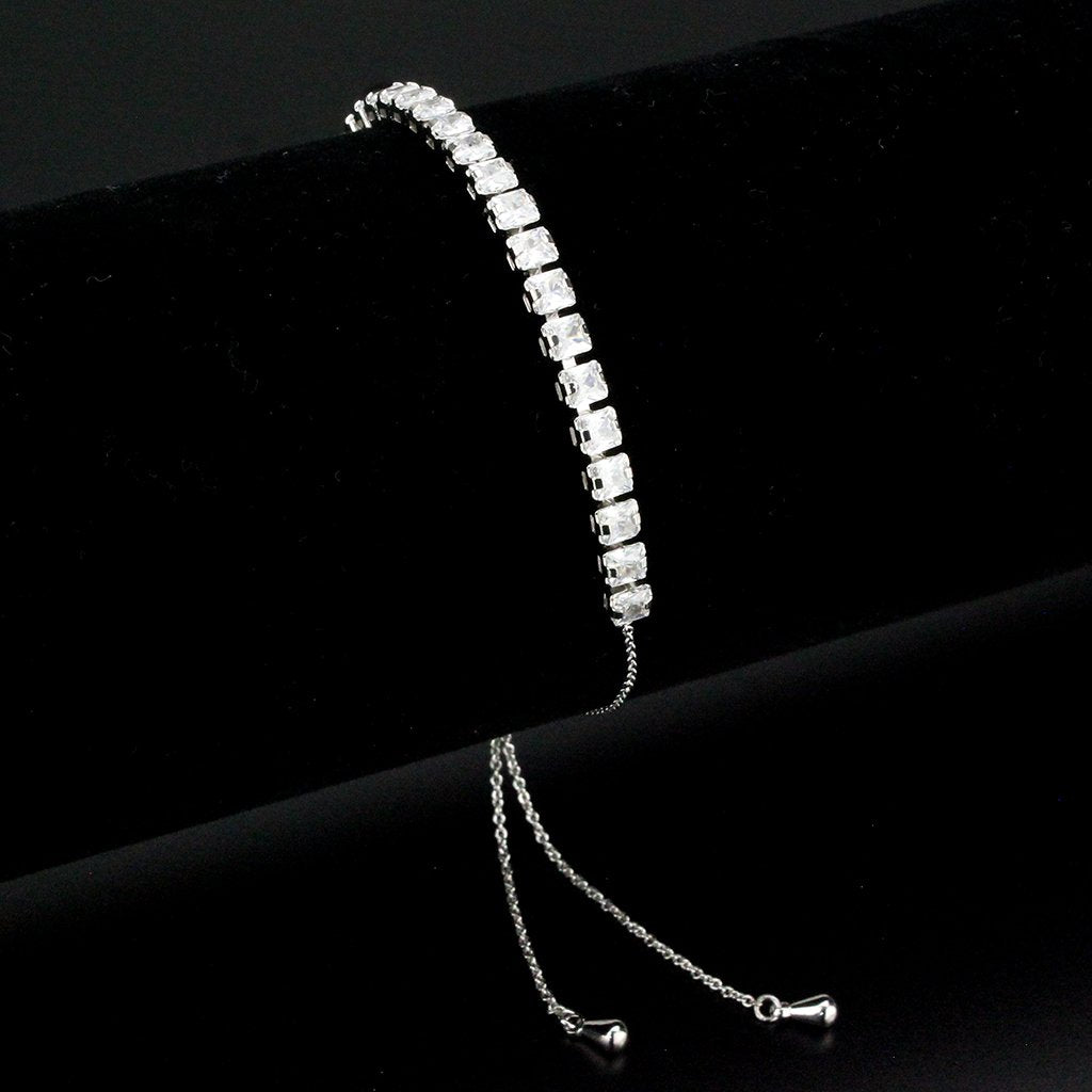 3W1667 - Rhodium Brass Bracelet with AAA Grade CZ in Clear-0