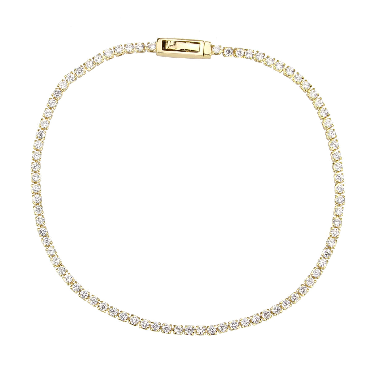 3W1680 - Gold Brass Bracelet with AAA Grade CZ in Clear-2