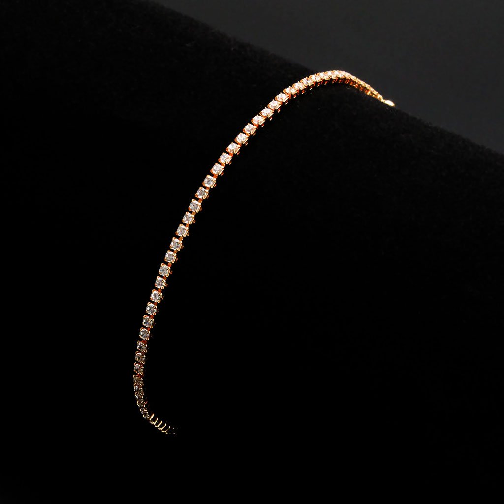 3W1681 - Rose Gold Brass Bracelet with AAA Grade CZ in Clear-1