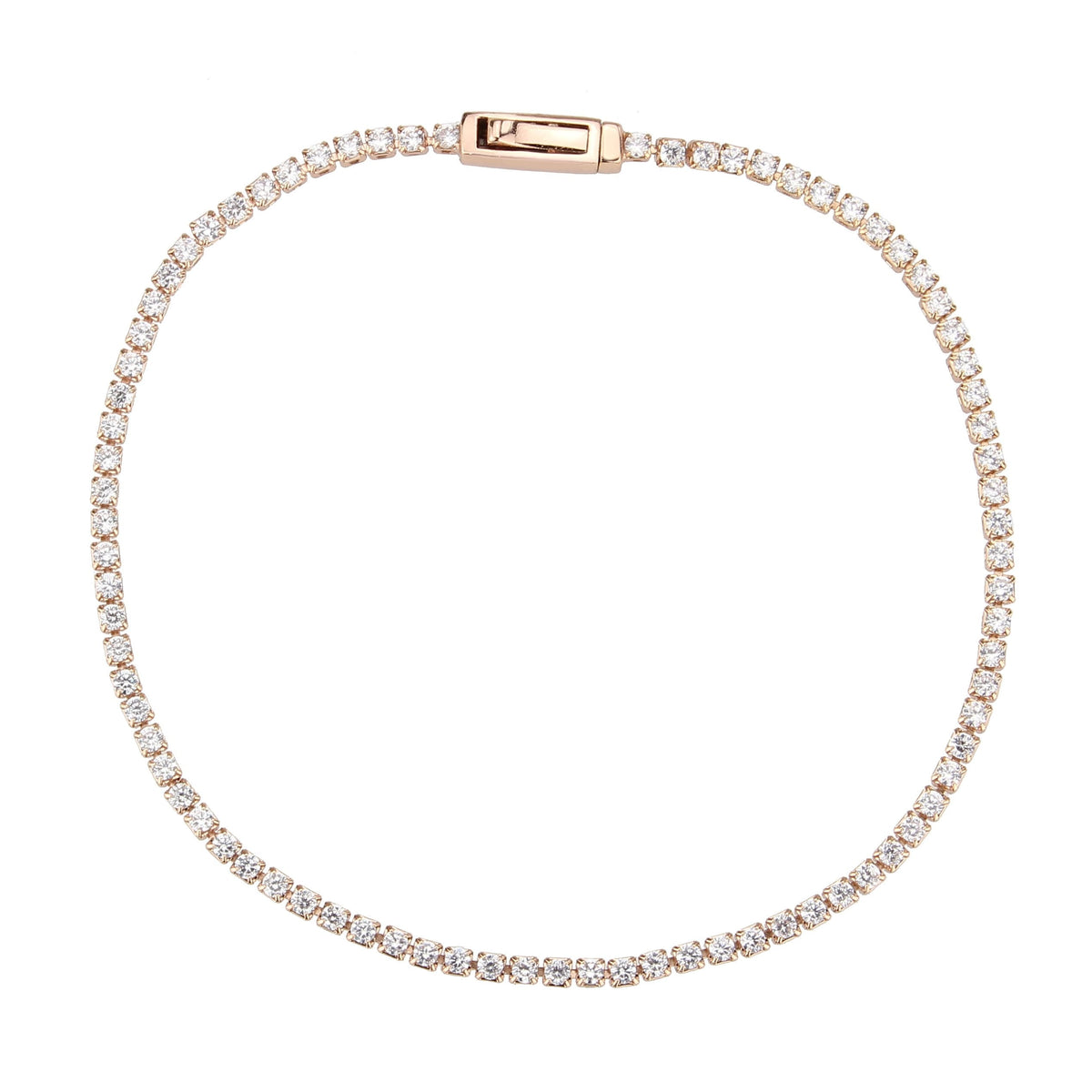 3W1681 - Rose Gold Brass Bracelet with AAA Grade CZ in Clear-2