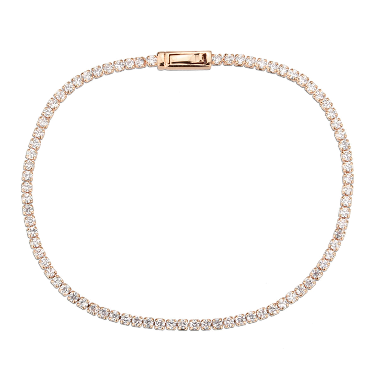3W1684 - Rose Gold Brass Bracelet with AAA Grade CZ in Clear-2
