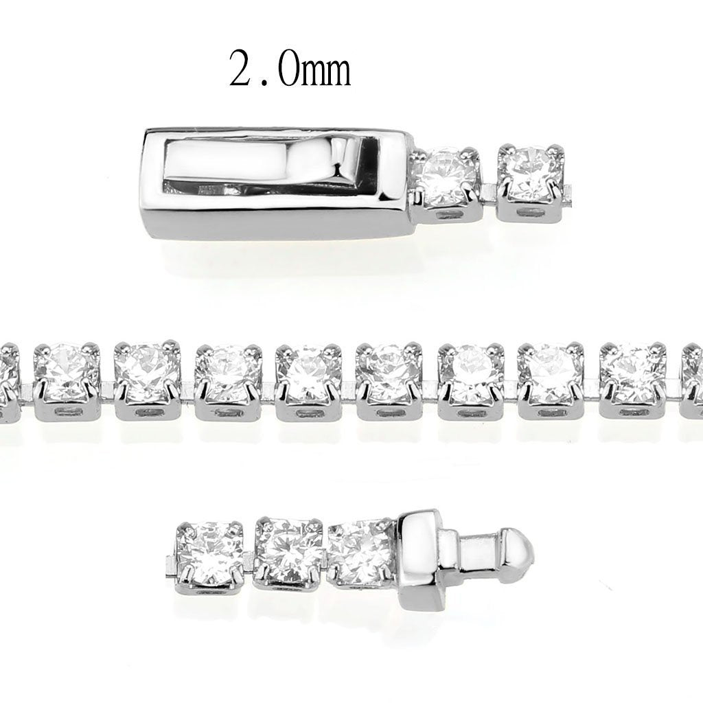 3W1685 - Rhodium Brass Bracelet with AAA Grade CZ in Clear-3
