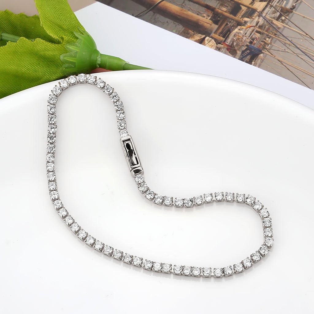 3W1685 - Rhodium Brass Bracelet with AAA Grade CZ in Clear-4
