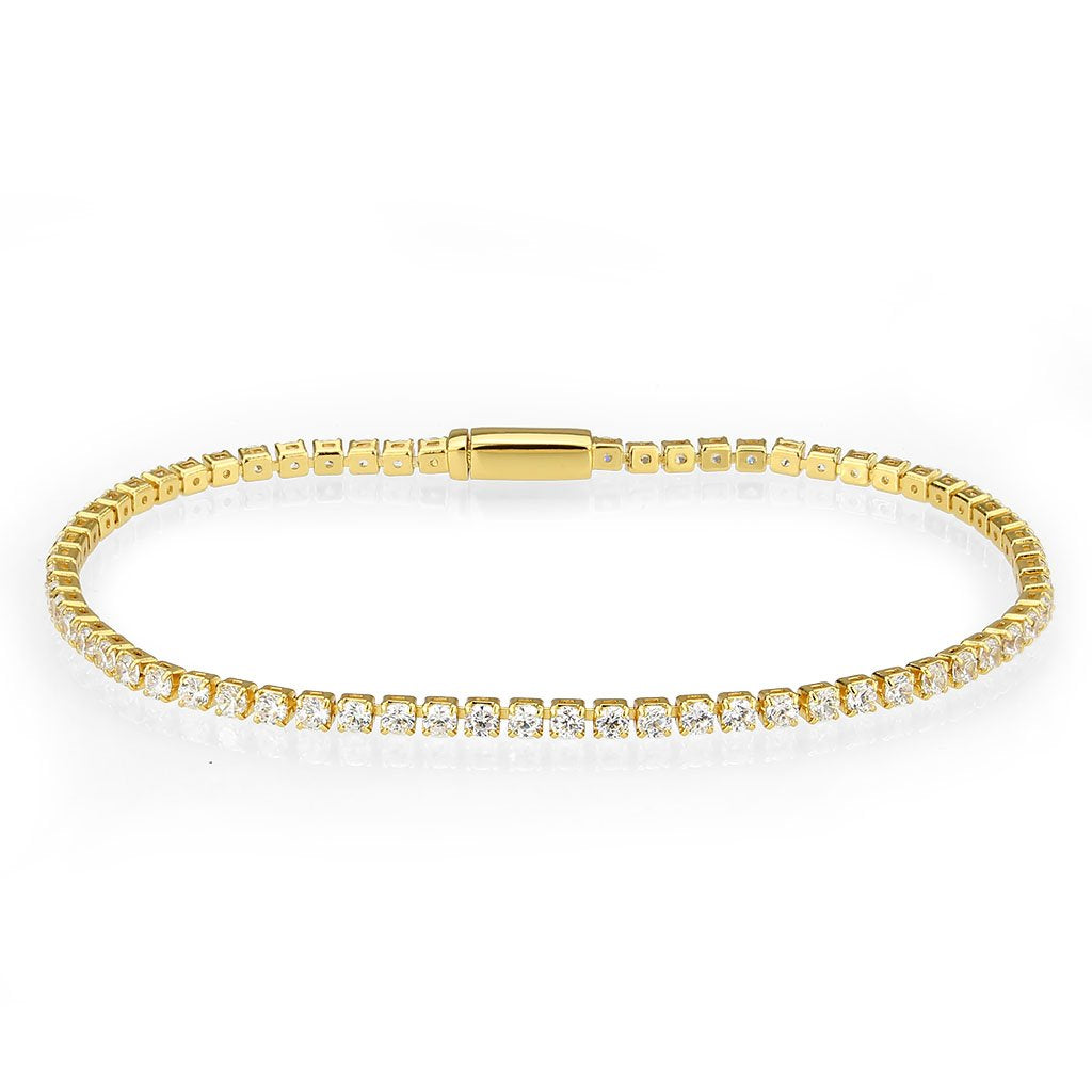 3W1686 - Gold Brass Bracelet with AAA Grade CZ in Clear-0
