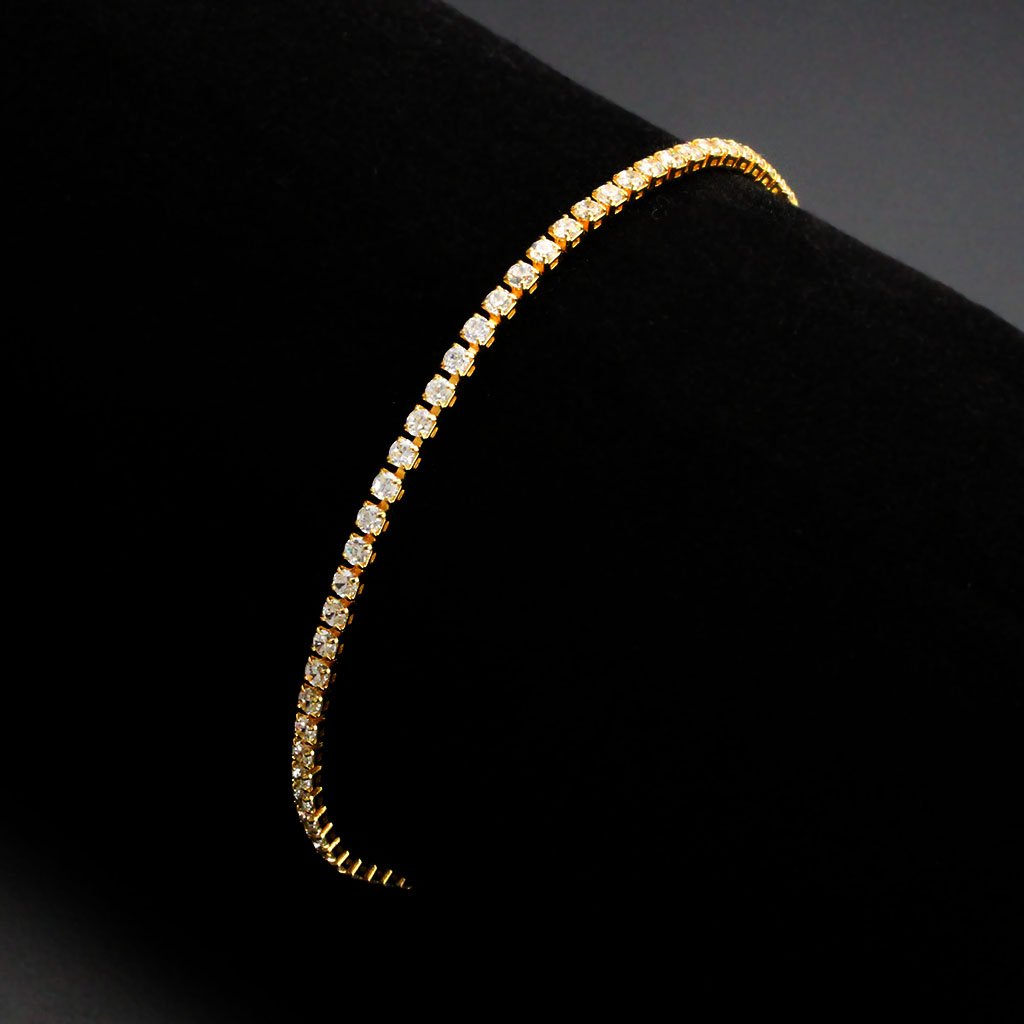 3W1686 - Gold Brass Bracelet with AAA Grade CZ in Clear-1