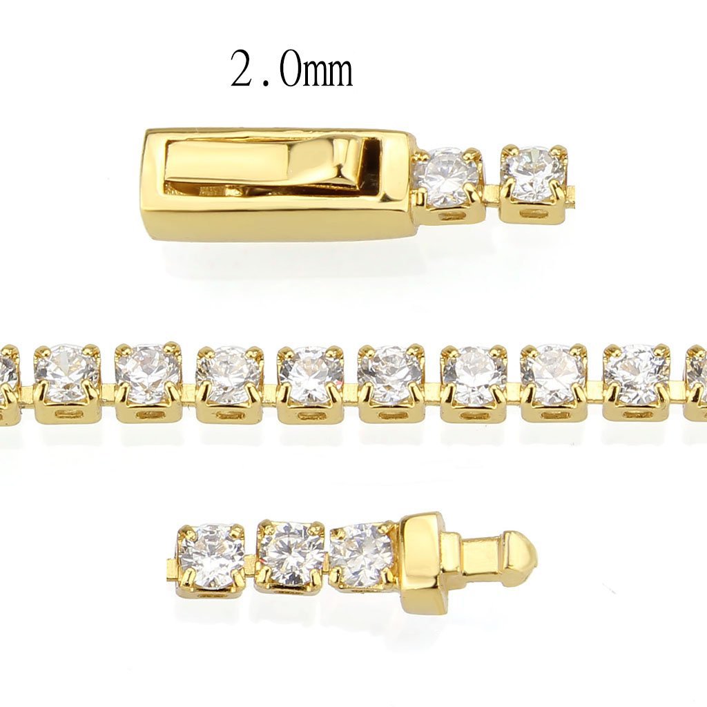 3W1686 - Gold Brass Bracelet with AAA Grade CZ in Clear-3