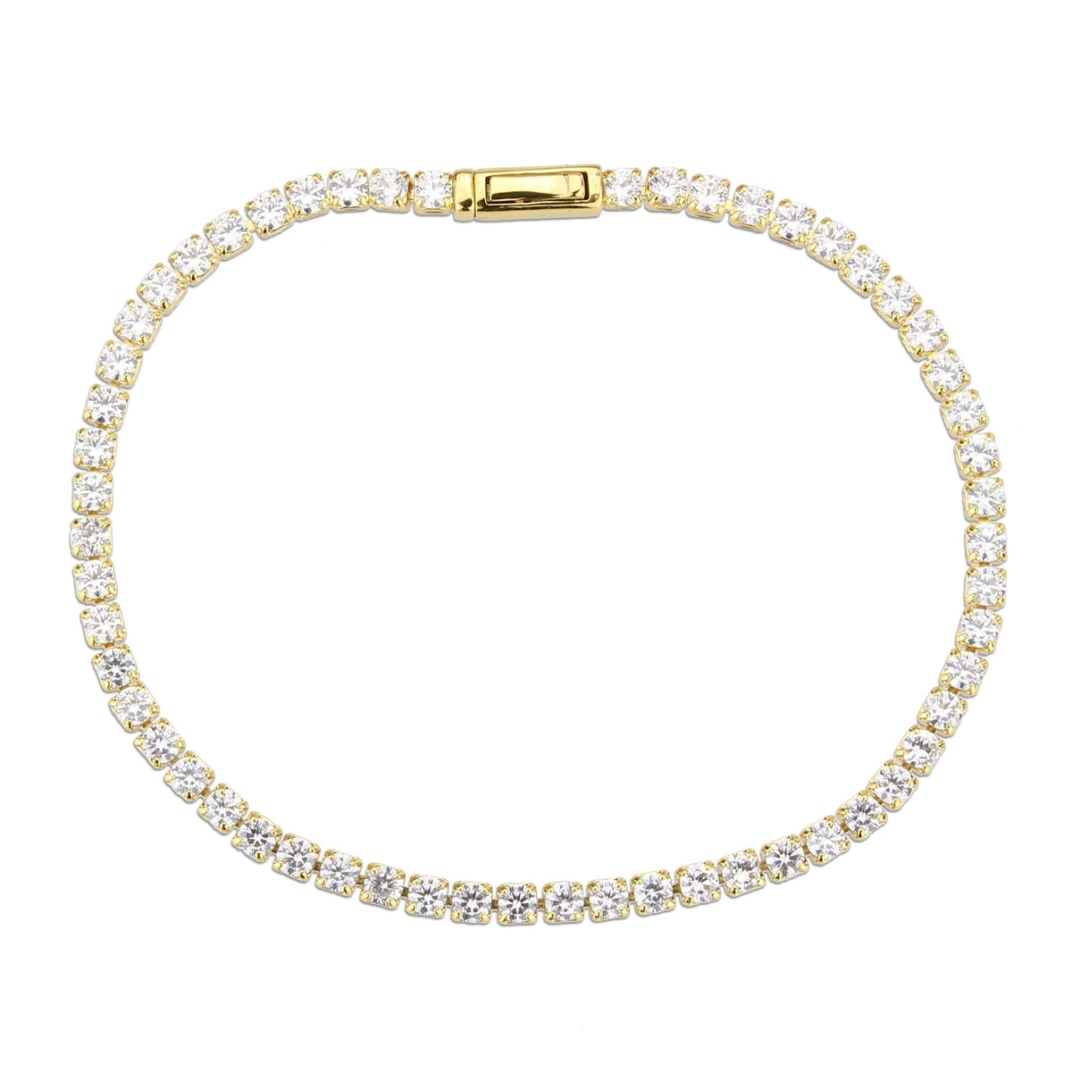 3W1689 - Gold Brass Bracelet with AAA Grade CZ in Clear-2