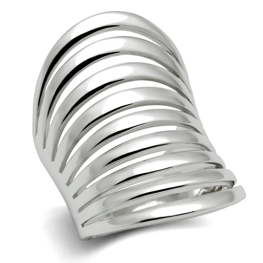 3W168 - Rhodium Brass Ring with No Stone-0