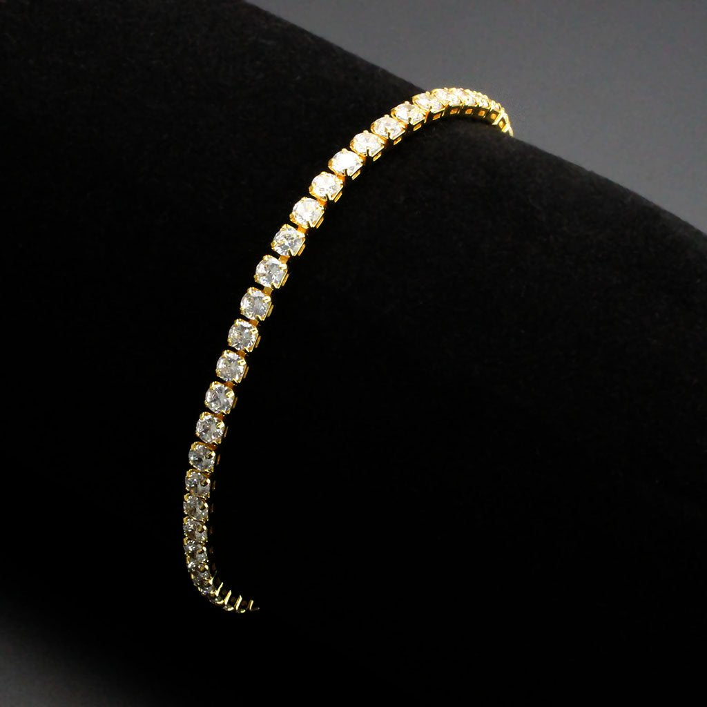 3W1692 - Gold Brass Bracelet with AAA Grade CZ in Clear-1