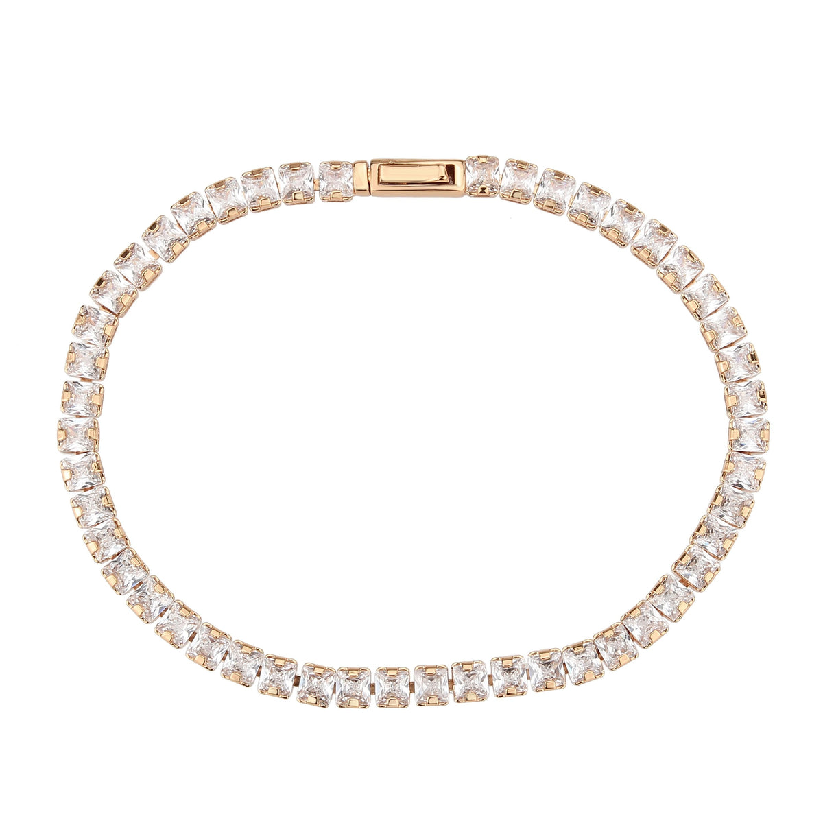 3W1696 - Rose Gold Brass Bracelet with AAA Grade CZ in Clear-2