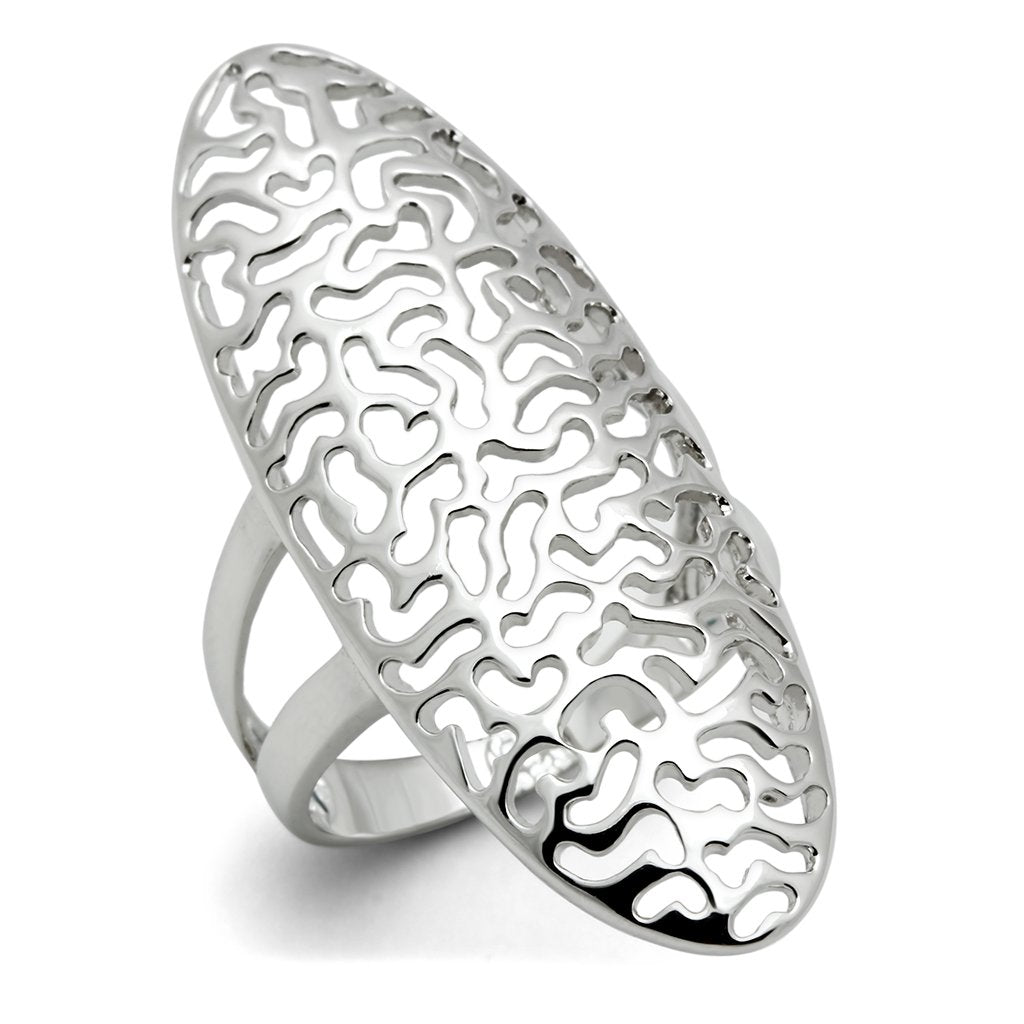 3W169 - Rhodium Brass Ring with No Stone-0
