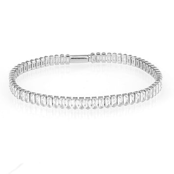 3W1700 - Rhodium Brass Bracelet with AAA Grade CZ in Clear-0