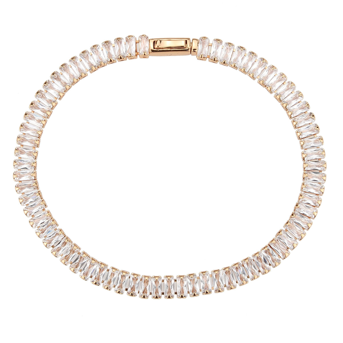 3W1702 - Rose Gold Brass Bracelet with AAA Grade CZ in Clear-2