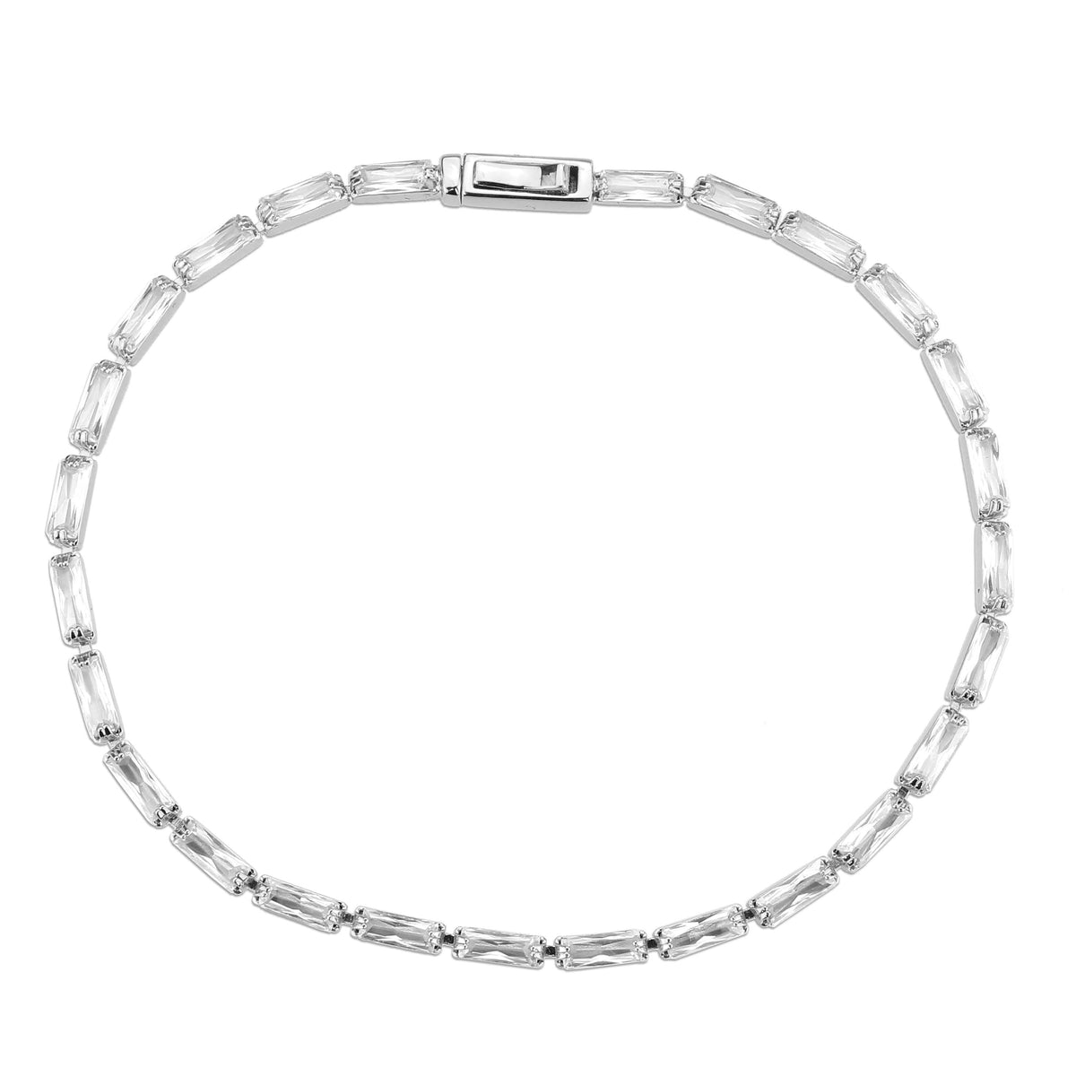 3W1706 - Rhodium Brass Bracelet with AAA Grade CZ in Clear-2