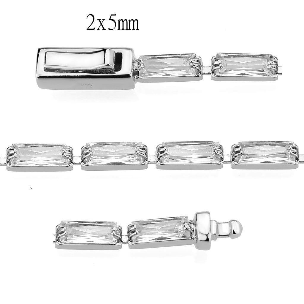 3W1706 - Rhodium Brass Bracelet with AAA Grade CZ in Clear-3