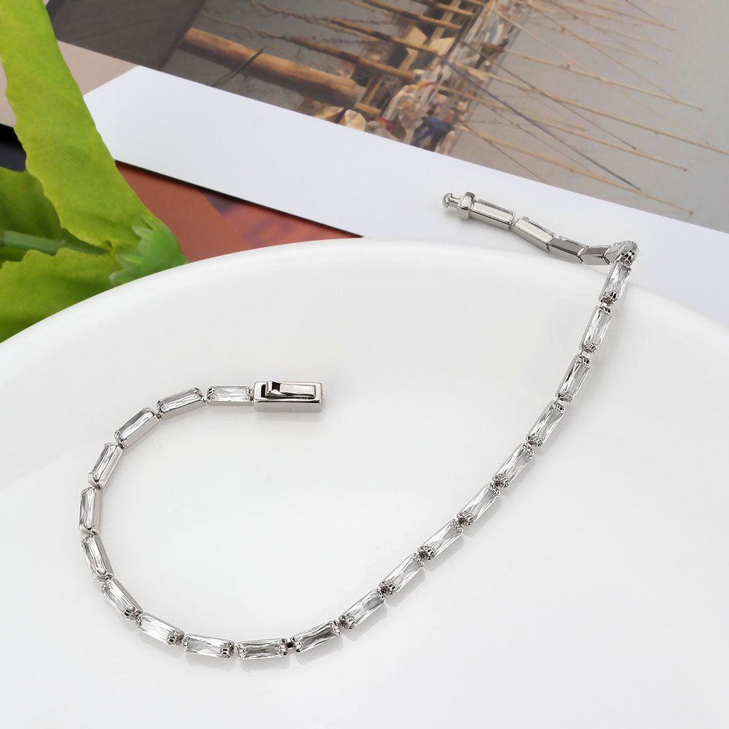 3W1706 - Rhodium Brass Bracelet with AAA Grade CZ in Clear-4