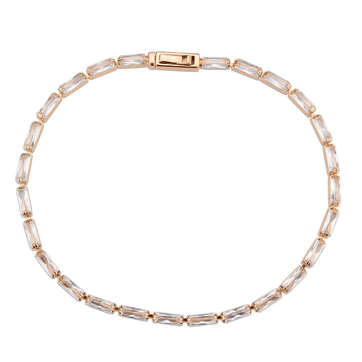 3W1708 - Rose Gold Brass Bracelet with AAA Grade CZ in Clear-2