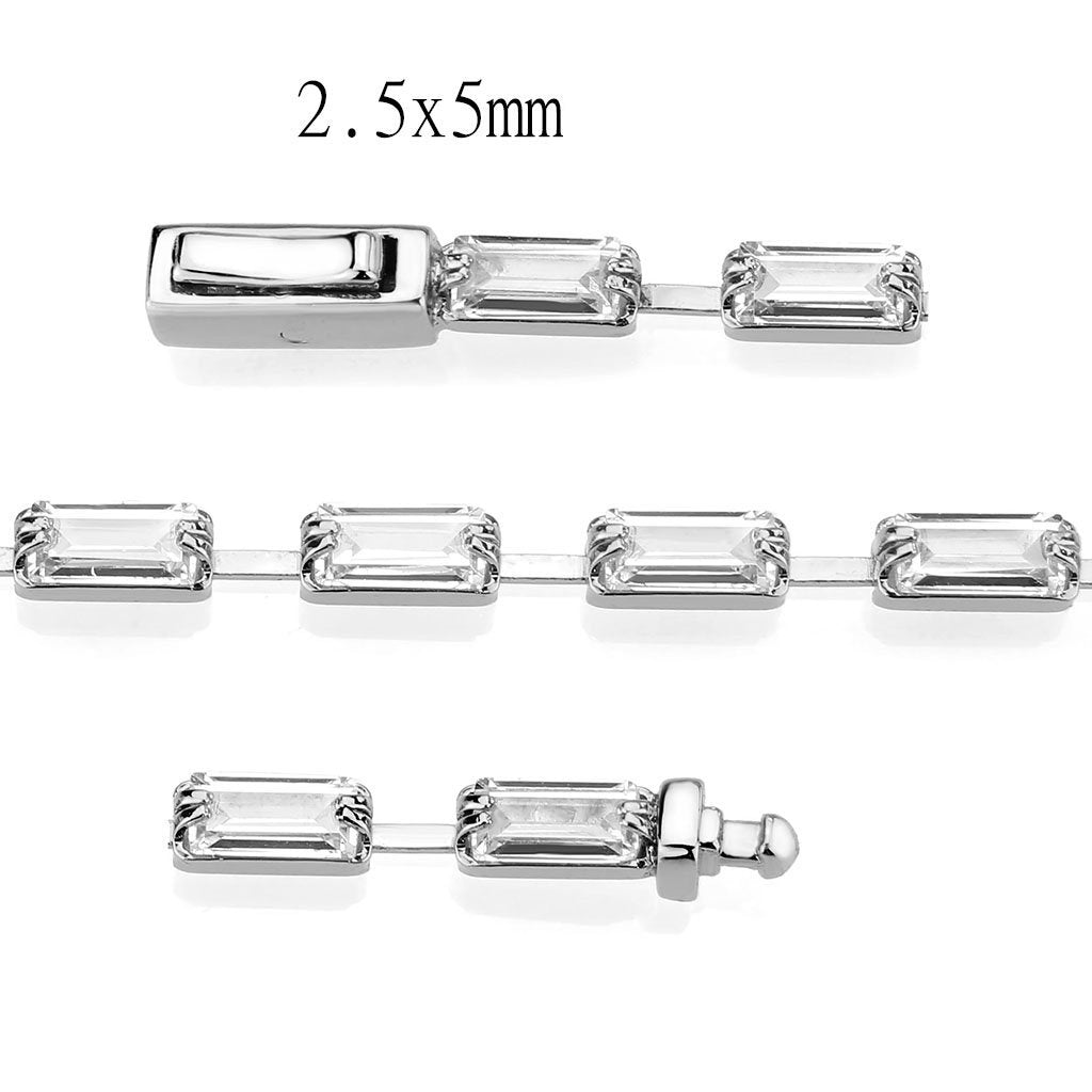 3W1709 - Rhodium Brass Bracelet with AAA Grade CZ in Clear-3