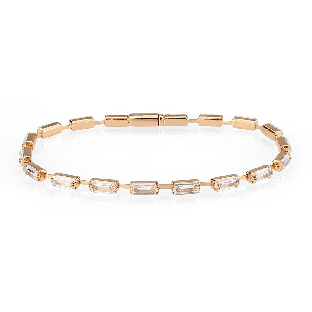 3W1714 - Rose Gold Brass Bracelet with AAA Grade CZ in Clear-0