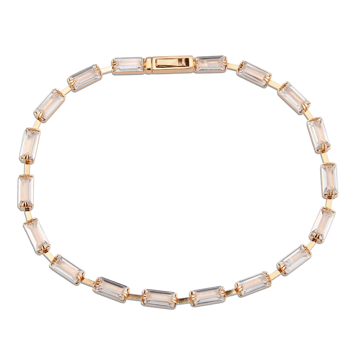 3W1714 - Rose Gold Brass Bracelet with AAA Grade CZ in Clear-2