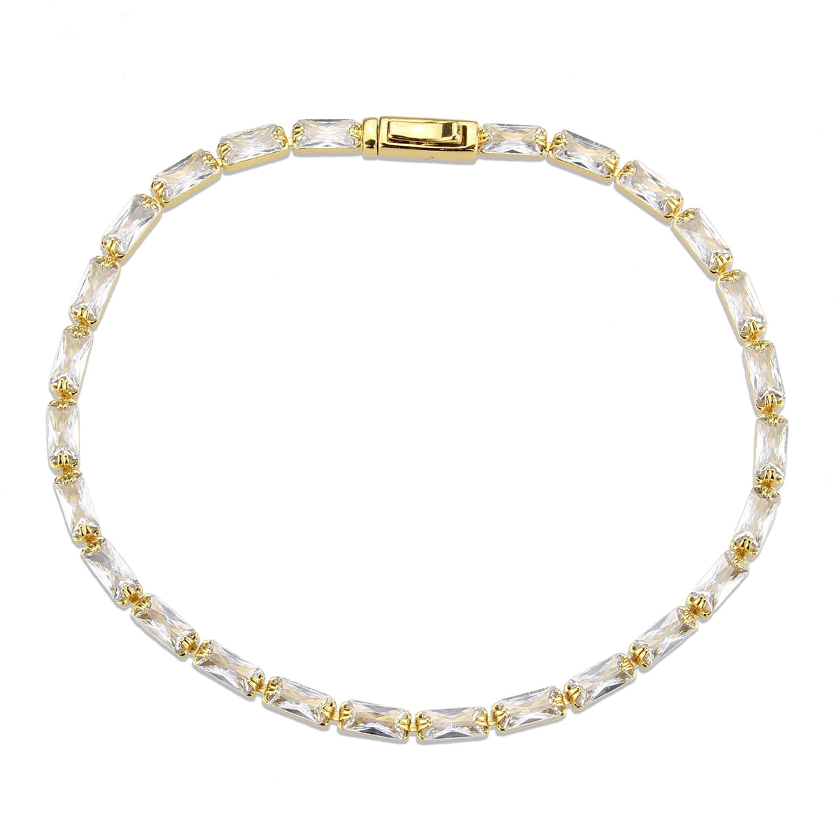 3W1716 - Gold Brass Bracelet with AAA Grade CZ in Clear-2