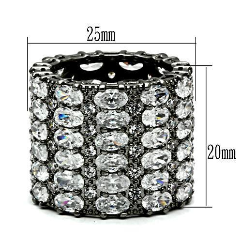 3W171 - Ruthenium Brass Ring with AAA Grade CZ  in Clear-1