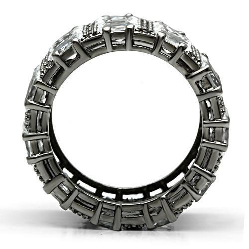3W171 - Ruthenium Brass Ring with AAA Grade CZ  in Clear-2