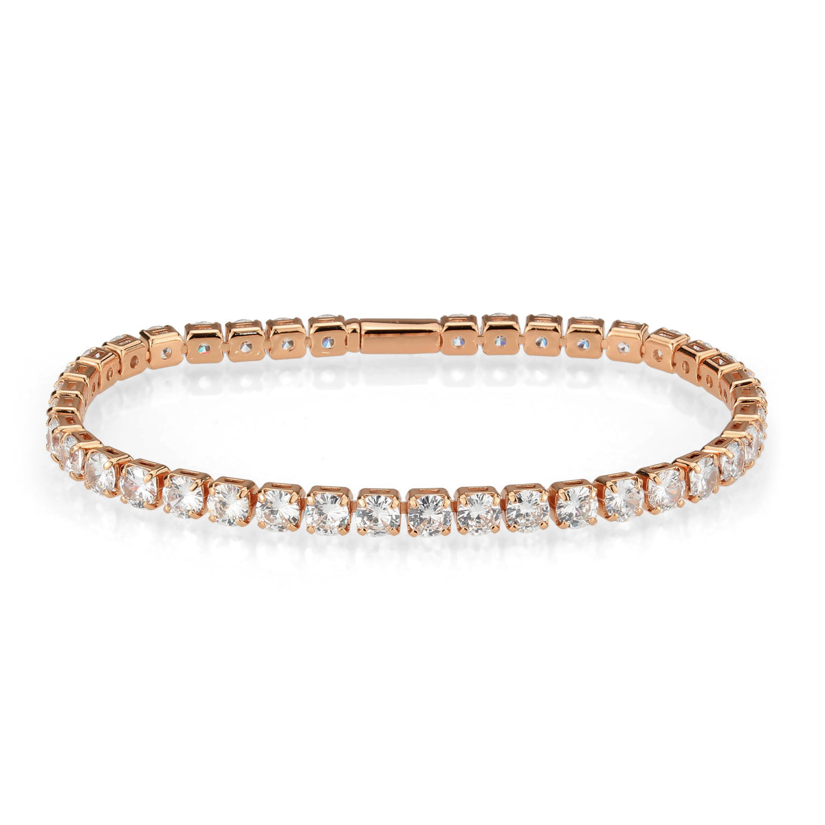 3W1720 - Rose Gold Brass Bracelet with AAA Grade CZ in Clear-0