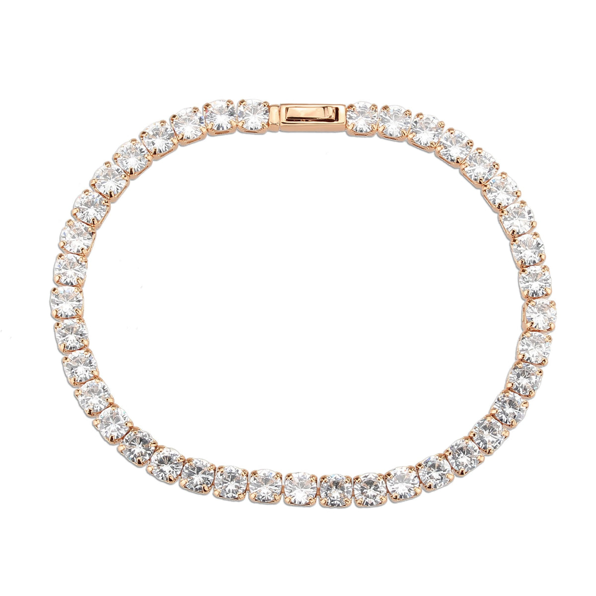 3W1720 - Rose Gold Brass Bracelet with AAA Grade CZ in Clear-2