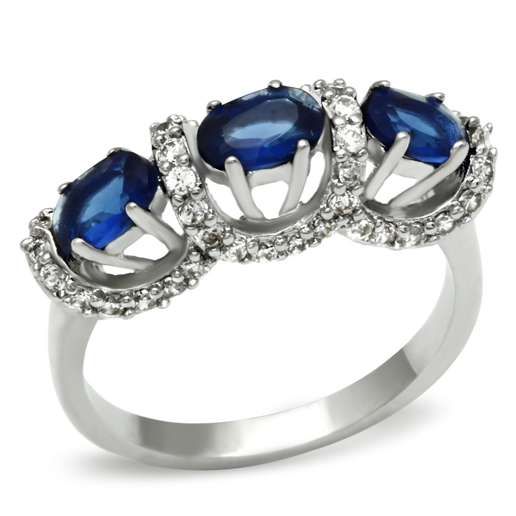 3W172 - Rhodium Brass Ring with Synthetic Synthetic Glass in Montana-0