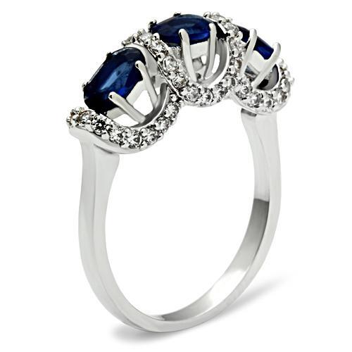 3W172 - Rhodium Brass Ring with Synthetic Synthetic Glass in Montana-3