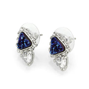 3W1730E -  Imitation Rhodium+E-coating Brass Earring with Druzy in Capri Blue-0