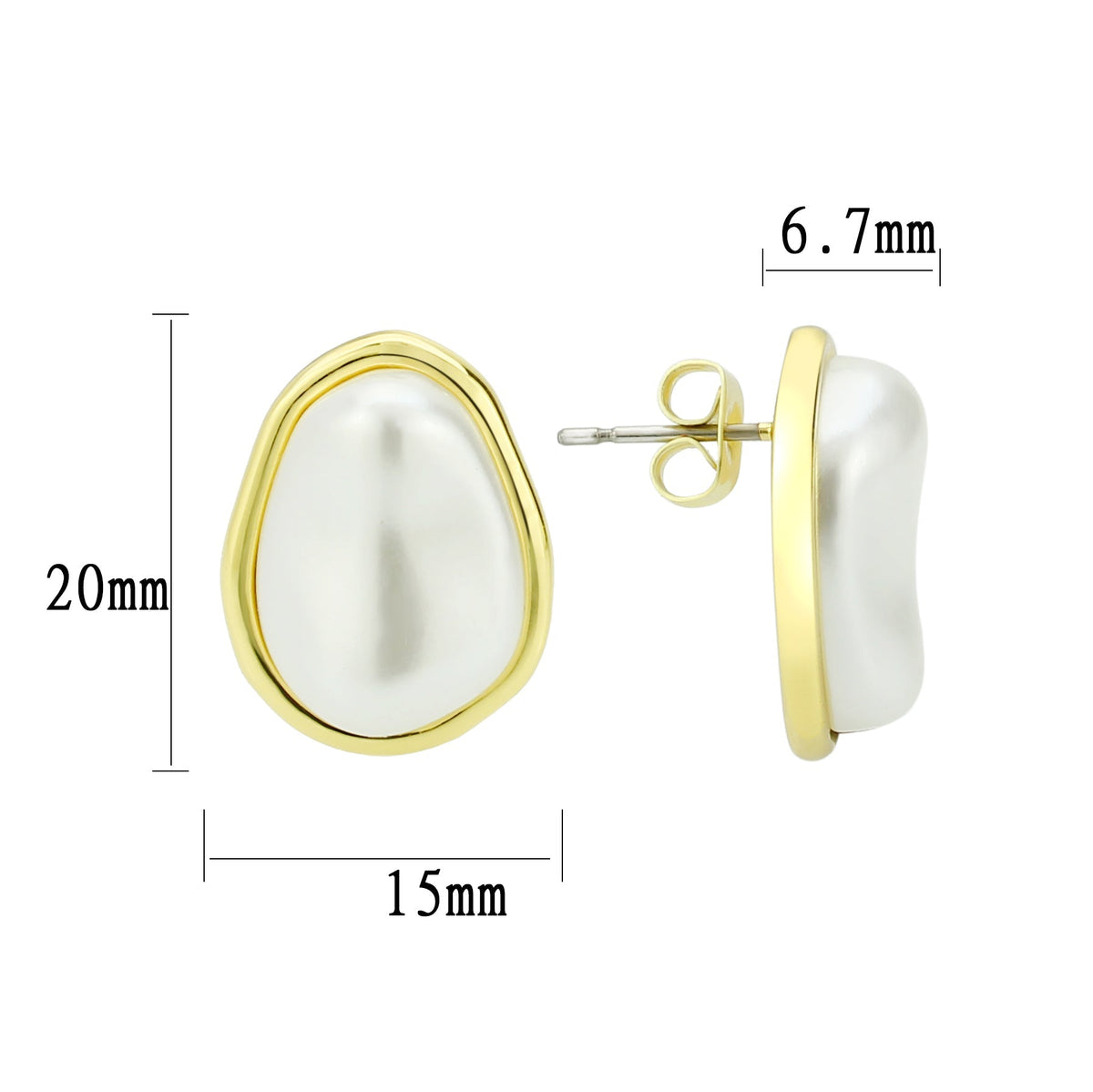 3W1732G - Flash Gold Brass Earring with Synthetic in White-1