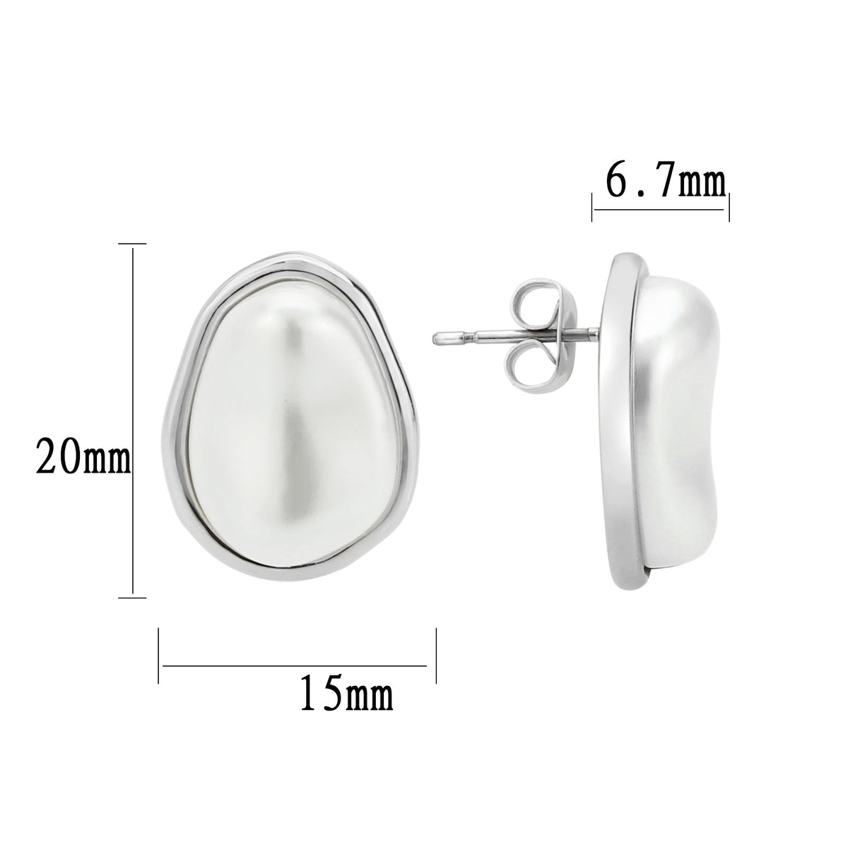 3W1732 - Imitation Rhodium Brass Earring with Synthetic in White-1