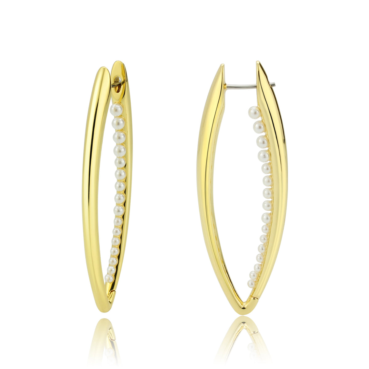 3W1734G - Flash Gold Brass Earring with Synthetic in White-0