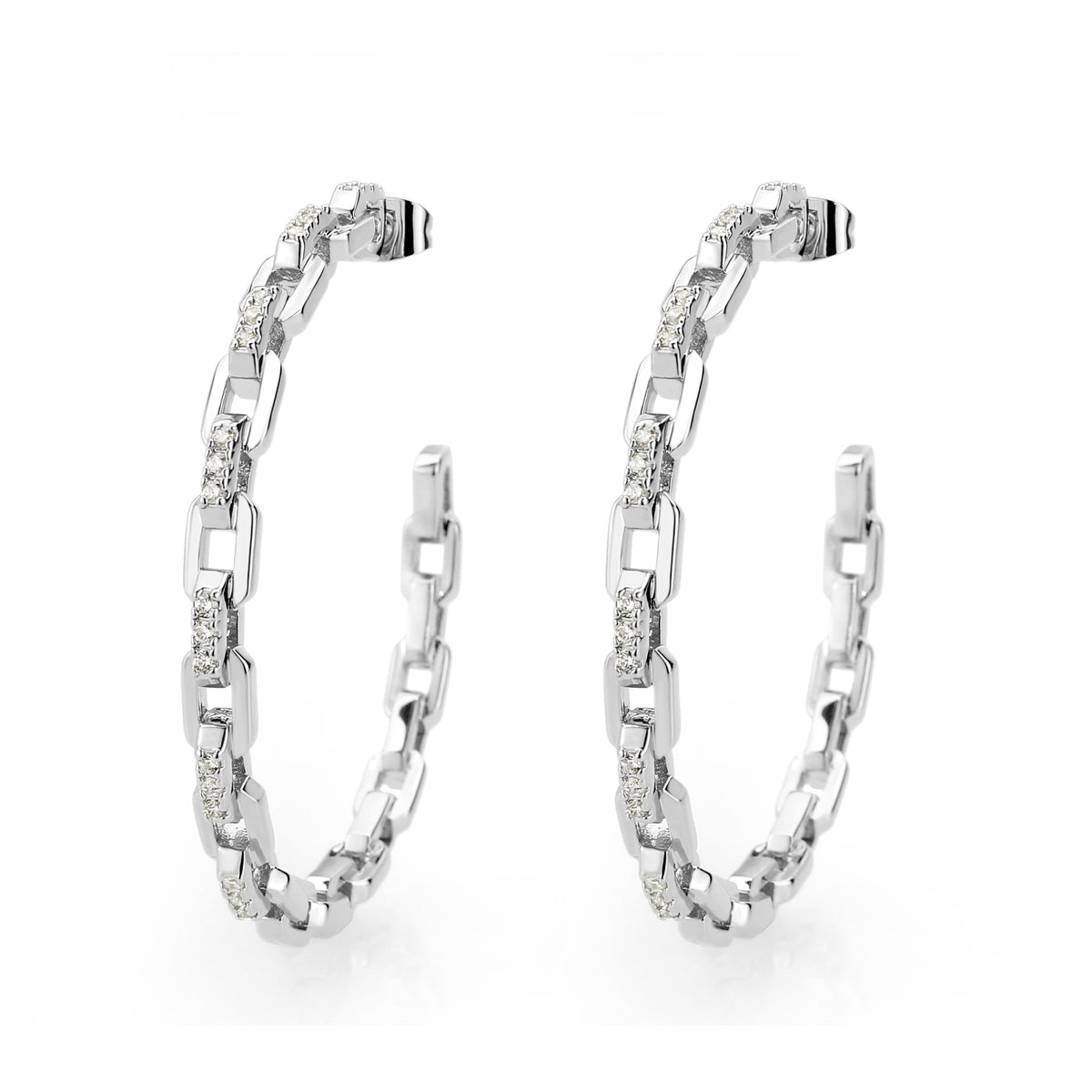 3W1735 - Imitation Rhodium Brass Earring with AAA Grade CZ in Clear-0