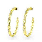 3W1735G - Flash Gold Brass Earring with AAA Grade CZ in Clear-0
