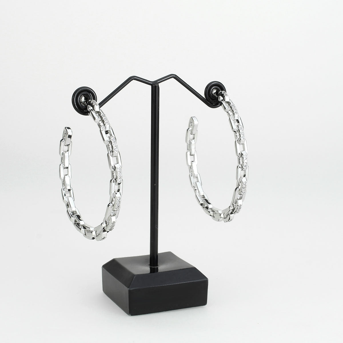 3W1735 - Imitation Rhodium Brass Earring with AAA Grade CZ in Clear-2