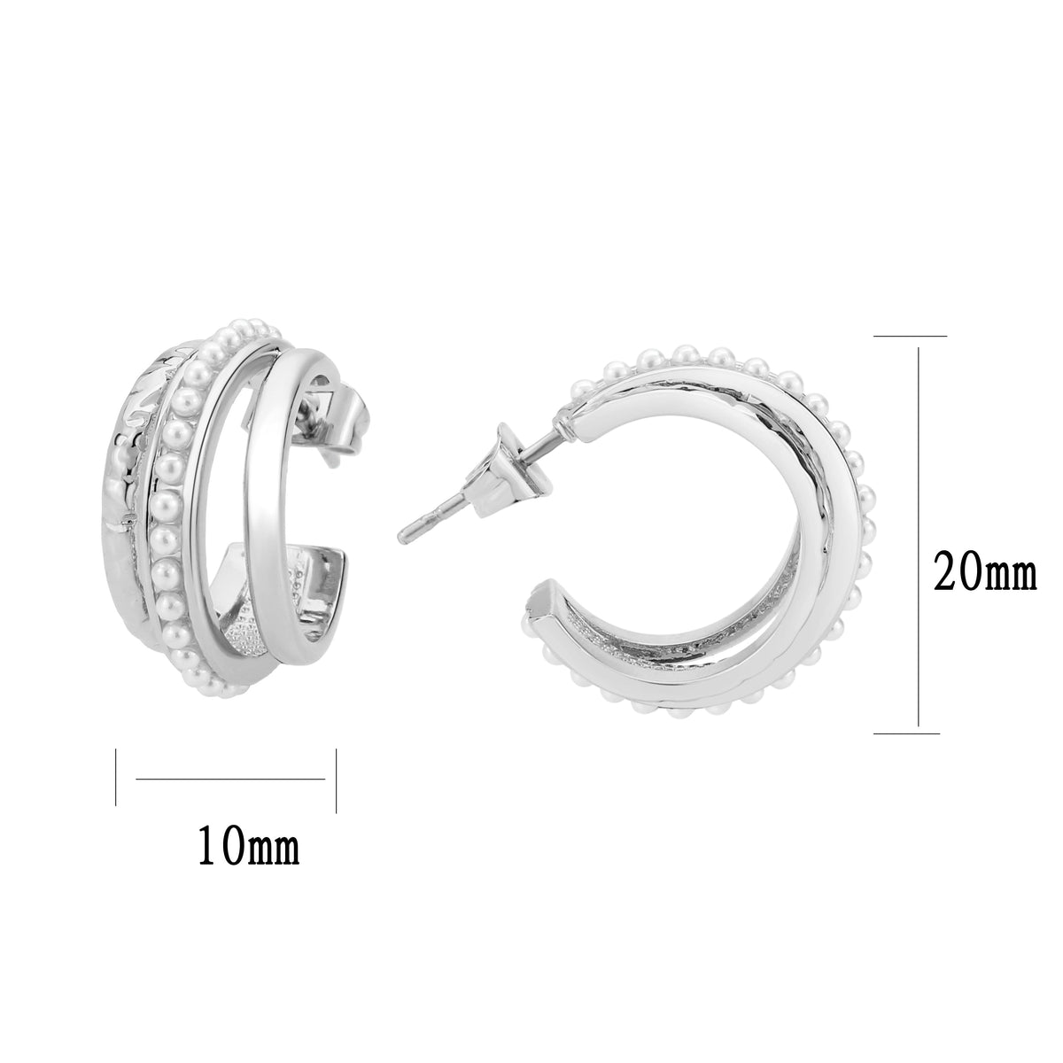 3W1746 - Imitation Rhodium Brass Earring with Synthetic in White-1