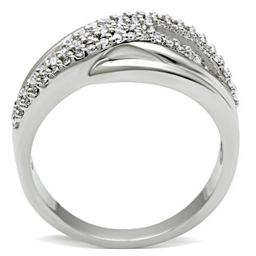 3W174 - Rhodium Brass Ring with AAA Grade CZ  in Clear-2